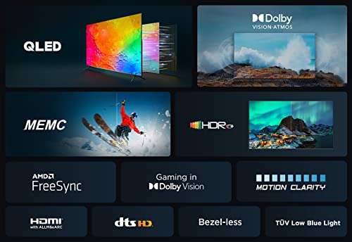 TCL 50" TV 50C641 QLED, UHD HDR10+ 120 Hz Game Accelerato Dolby Vision Atmos Game Master Smart TV Powered by Google TV