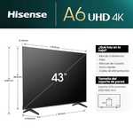 Hisense 43A6N - UHD 4K,VIDAA Smart TV, 43 Pulgadas, Dolby Vision, Modo Juego Plus, DTS Virtual X, Control Voz, Control de Volumen (2024)