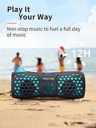 HEYSONG Bluetooth Box, Music Box Bluetooth Speaker with IPX7 Water Protection Stereo Sound Intensive Bass, Bluetooth 5.0
