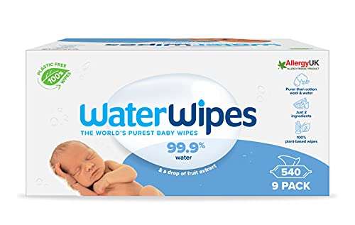 Toallitas Originales biodegradables para bebés recién nacidos, formuladas con un 99,9 % de agua y sin perfume, 540 unidades (9 paquetes)