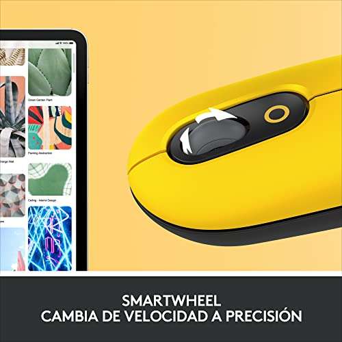 Logitech POP inalámbrico con Emoji personalizable, tecnología SilentTouch, Bluetooth, USB, multidispositivo, (amarillo morado o rosa)
