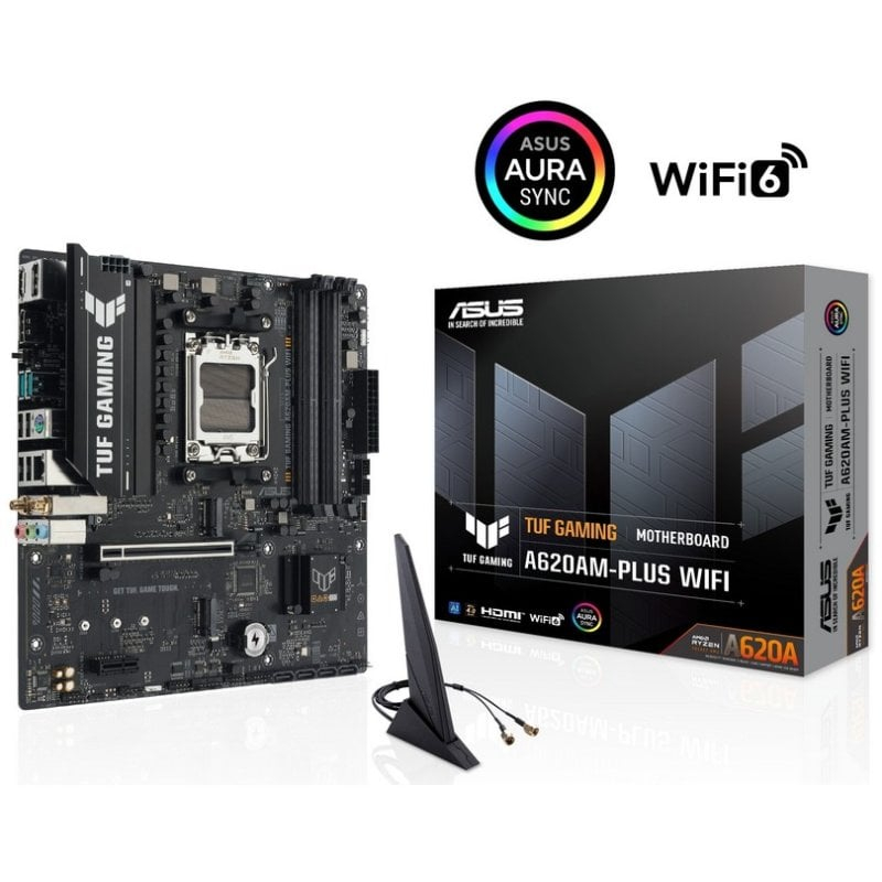 Placa Base ASUS TUF GAMING A620AM-PLUS WIFI A620 Socket AM5 DDR5 Micro ATX WiFi 6 Bluetooth 5.3 RAID RGB