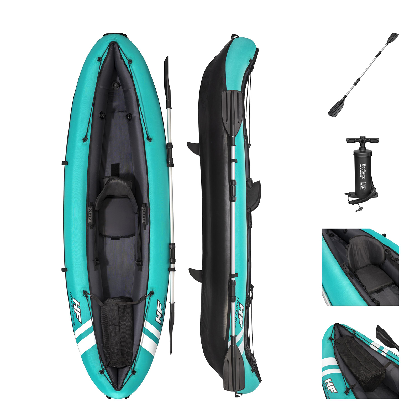 Bestway Kayak Hinchable Hydro-Force Ventura 280x86 cm 1 Persona con Inflador y Remo