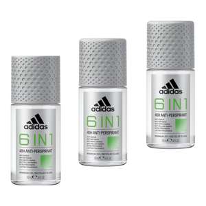 3 x Adidas - 6 in 1 Anti-Perspirant Roll On, desodorante en formato roll on 50 ml [Unidad 1'37€]