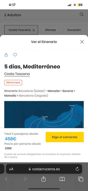 Crucero por el Mediterránea 5 días - 229€/persona (Salida desde Barcelona)
