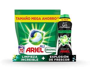 Ariel All-in-One Original, Detergente Lavadora Liquido en Capsulas, 70 Lavados, Jabon + Lenor Unstoppables