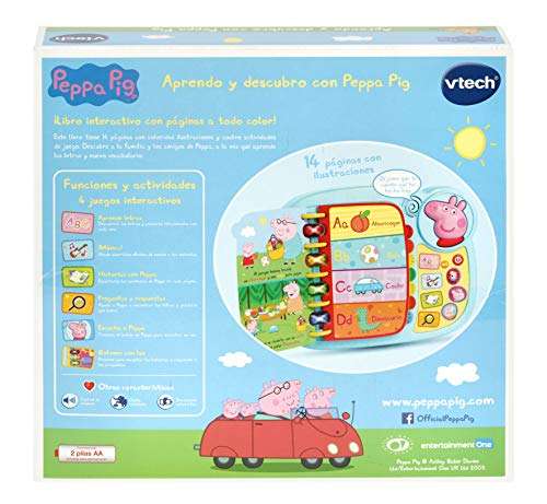 VTECH- Aprendo y Descubro con Peppa Pig Libro Infantil Que Enseña El Abecedario y Nuevas Palabras, también en PC