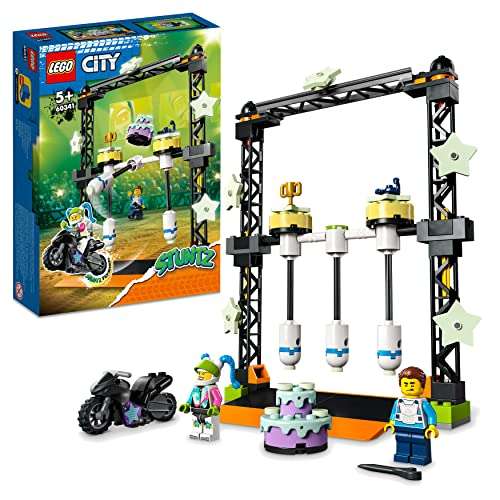 LEGO 60341 City Stuntz Desafío Acrobático: Derribo, Moto de Juguete para Niños de 5 Años, Brilla en la Oscuridad