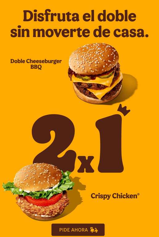 2x1 Doble Cheeseburger BBQ y Crispy Chicken