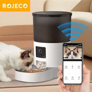 Alimentador automático con cámara para Mascotas, grabadora de voz inteligente Control remoto