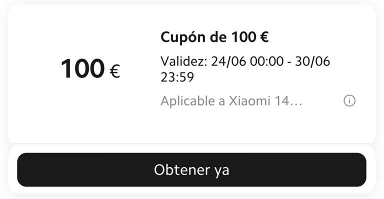 Cupón de 100€ para Xiaomi 14 (12 GB + 256 GB)