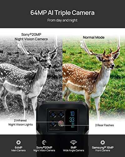 DOOGEE V20 Movil Antigolpes 5G, 6.43”FHD AMOLED 2K 8GB+256GB