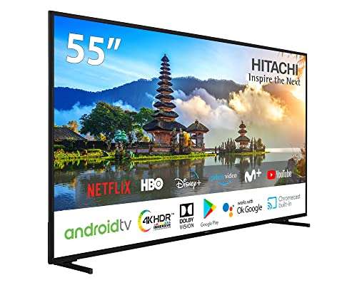 Hitachi 55HAK5450, Android Smart TV 55 Pulgadas, 4K Ultra HD, HDR10, Dolby Vision, Bluetooth, Google Play, Chromecast ,Google Assistant,