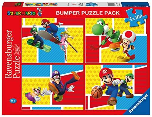 Ravensburger - Puzzle Super Mario , Colección 4x100 Bumper Pack