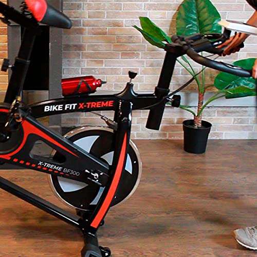 Bicicleta de Spinning Estatica Indoor Volante de inercia 6 Kg Manillar y Asiento Ajustable Rastrales Incluidos Hasta 120 Kg