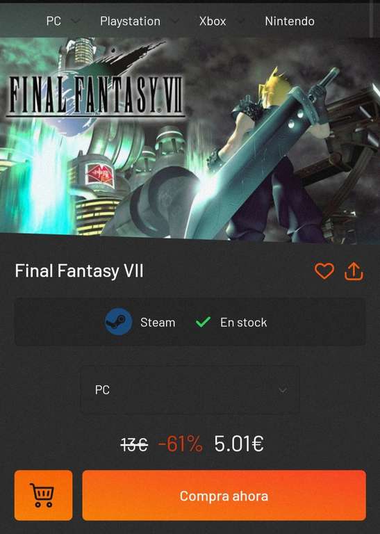 Final Fantasy VII STEAM ( Digital PC)