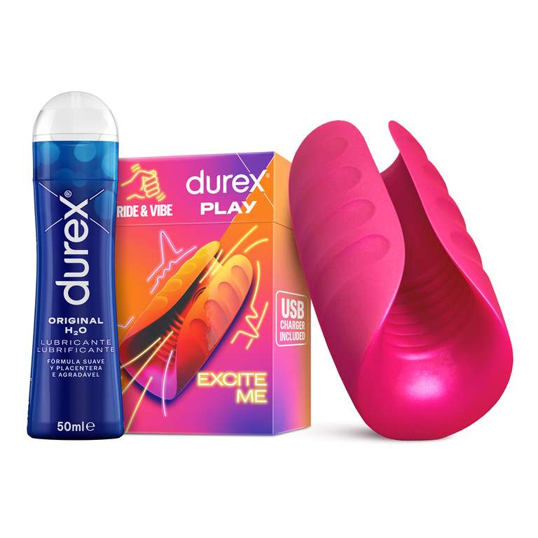 Durex - Masturbador de Pene, Vibrante y Suave, RIDE & VIBE + Lubricante Original H2O 50 ml