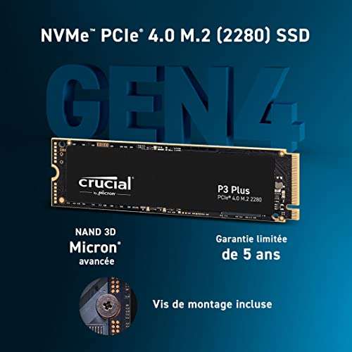 Crucial P3 Plus 1TB M.2 PCIe Gen4 NVMe