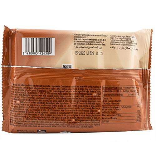 Tirma Ambrosía Chocolate con Leche y Relleno de Crema de Avellanas, 4 Unidades x 21.5g, 86g Compra recurrente 10% 15% 0,90 € y 14 uds 2.97€.