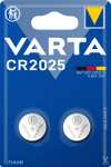 Varta Pila de botón de litio de 3 V Electronics CR2025, pilas de botón en un blíster original de 2 unidades