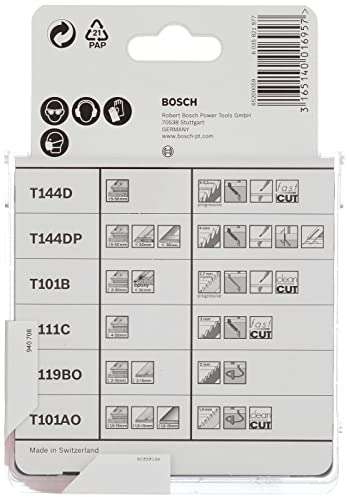 Bosch Professional Set con 10 hojas de sierra de calar (para madera, accesorios de sierra de calar con conexión de vástago en T)