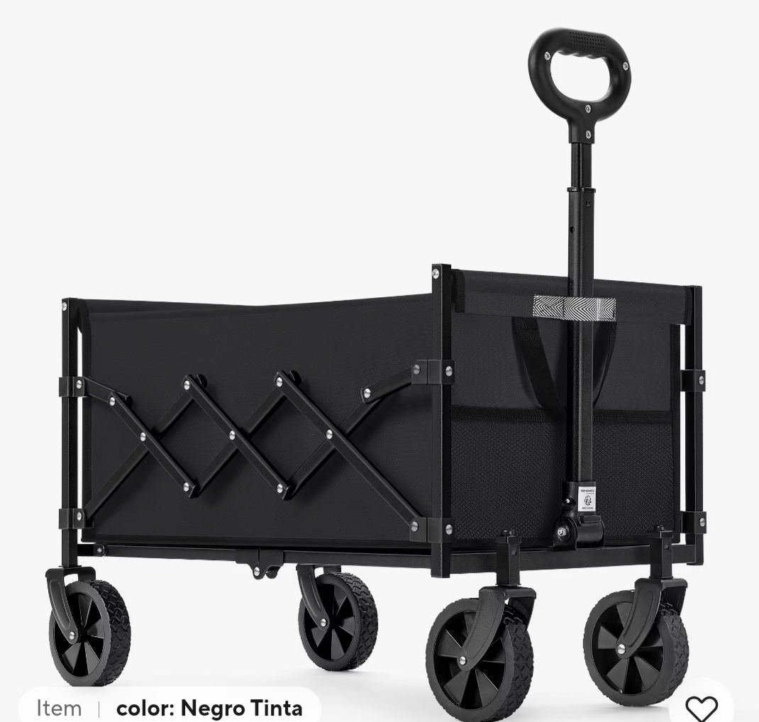 SONGMICS Carro de Mano Plegable, Compacto,con Asa,4 Ruedas Reforzadas,2 Universales,Carga hasta 150 kg,