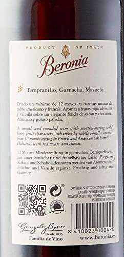 Beronia Crianza - Vino Tinto D.O.Ca. Rioja Tempranillo - 6 Botellas de 750 ml - Total: 4500 ml