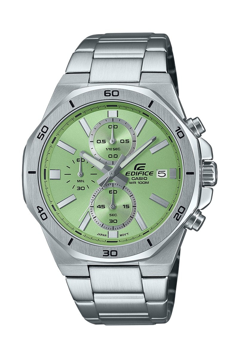 Casio Reloj de cuarzo de acero Vintage - Cronógrafo - Plateado y verde