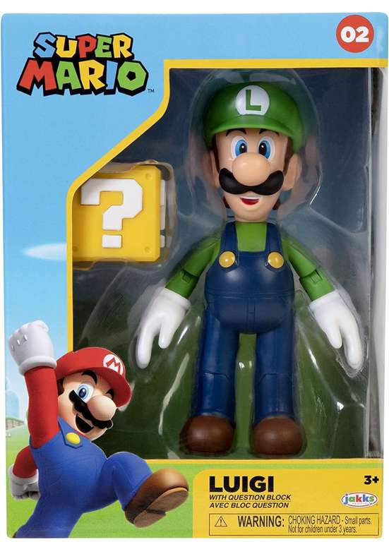 Figura JAKKS Pacific Super Mario Bros: Luigi + Bloque, 10 cm