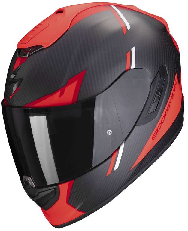 Casco Moto Scorpion EXO-1400 Evo Carbon Air Kendal Mate Negro/Rojo