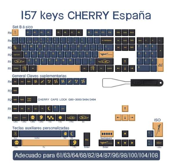 XDA PBT Keycaps español/francés/alemán/inglés 144 teclas MAC