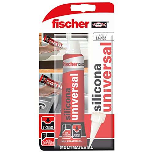 fischer - Silicona blanca antimoho para sellar ventanas, silicona líquida 50 ml