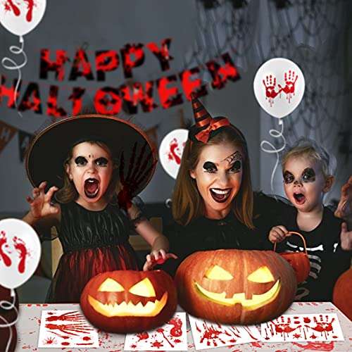 Mantel Sangriento de Halloween, Pegatinas Sangrientas, Pancarta de Feliz Halloween, Globos de Látex Sangre,