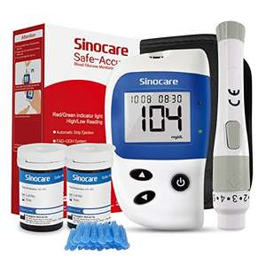 Sinocare Medidor de Glucosa en Sangre, Glucometro, Kit Medidor Azucar Sangre con 50 x Tiras de Prueba de Glucosa