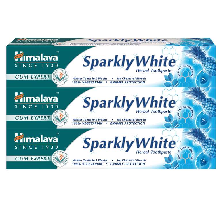 Pack de 3 Pasta de dientes a base de hierbas Himalaya Herbals Sparkly White [Compra Recurrente 3.01€]