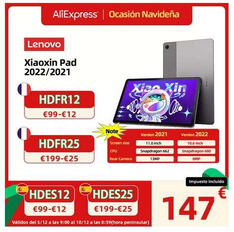 Tablet Lenovo Xiaoxin 2022 4/64GB - Desde España