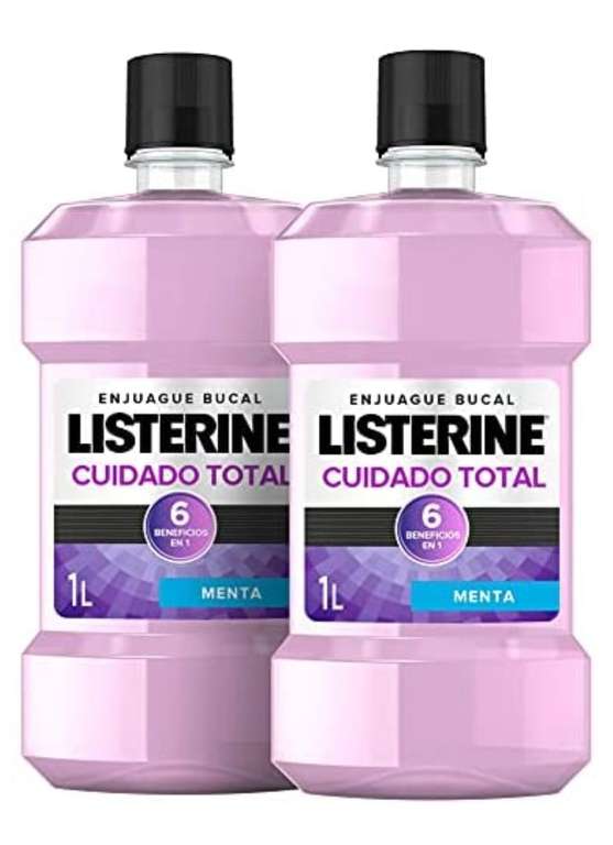 Listerine Cuidado Total, Enjuague Bucal, Sabor Menta, Pack de 2 x 1000 ml
