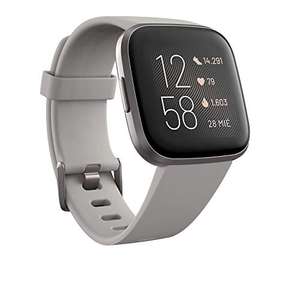 Fitbit Versa 2 Health & Fitness Smartwatch with Voice Control, Sleep Score & Music, One Size, Stone/Mist Grey