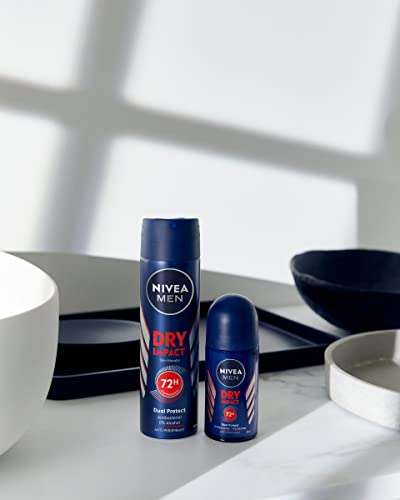 NIVEA MEN Dry Impact Roll-on en pack de 6 (6 x 50 ml), desodorante antitranspirante con protección 48 h de cuidado masculino