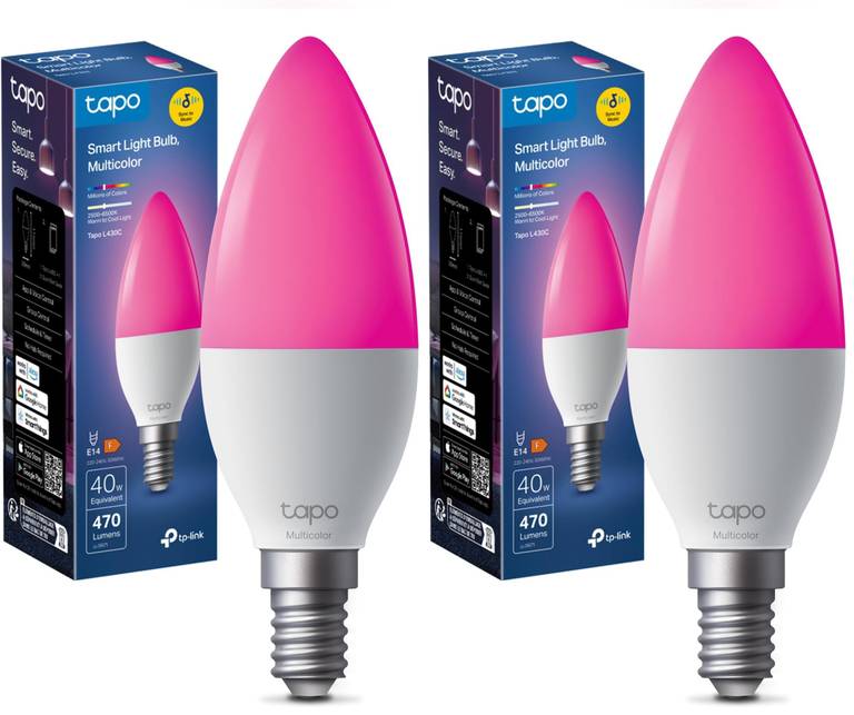 Tapo Bombilla conectada WiFi, Bombilla LED E14 Multicolor 2500K-6500K, regulable 40W 470Lm