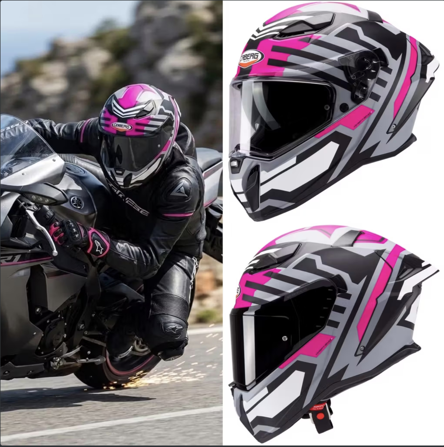 Casco de moto CABERG Drift Evo II "Horizon" | FIBRA compuesta | ECE22.06 | Con PinLock | DD + visor solar | Tallas XS, S y M