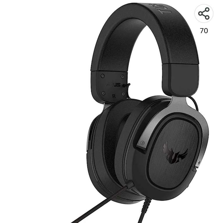 ASUS TUF Gaming H3 Gun Metal Gaming Headset with virtual 7.1 Surround, Tough stainless-steel headband and fast cooling ear