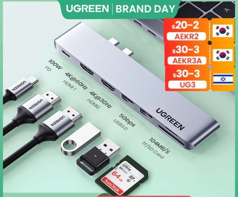 UGREEN-concentrador de red USB tipo C