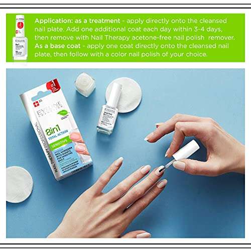 Nail Therapy Total Action 8 En 1 Sensitive Base 12Ml, Regenerador de uñas