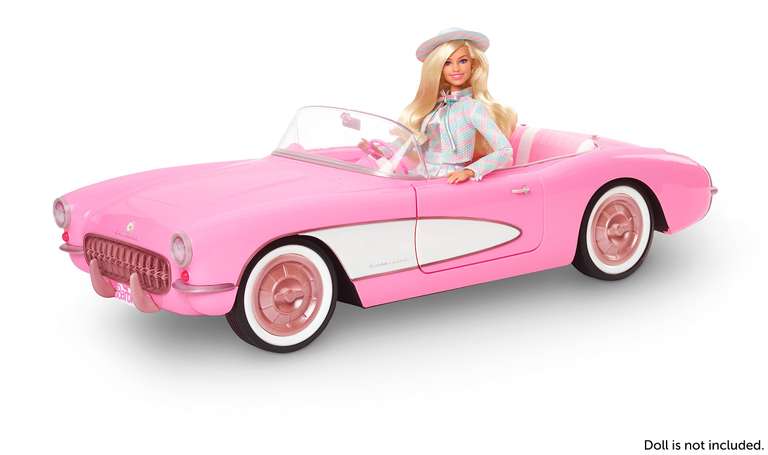 Barbie The Movie - Corvette, Coche vintage de colección de la película Barbie para muñecas, vehículo de juguete, +3 años (Mattel HPK02)
