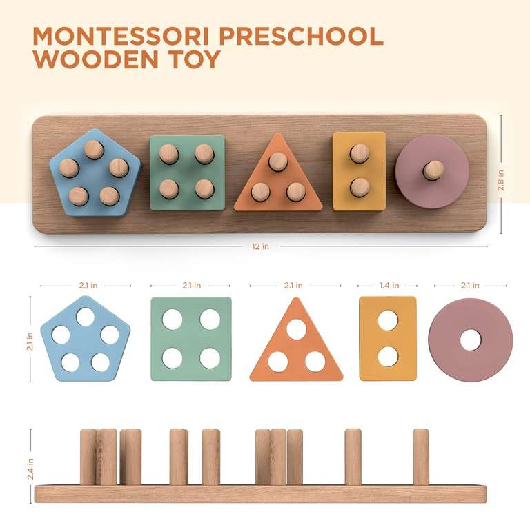 Oferta: Tosekry Juguetes Montessori de Madera para Clasificar Formas y Colores, para Bebes y Niños de 6 Meses a 3 Años