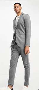 Traje gris oscuro melange de chaqueta y pantalones de corte slim de punto de Jack & Jones Premium. Tallas XS-S-M-L-XL.