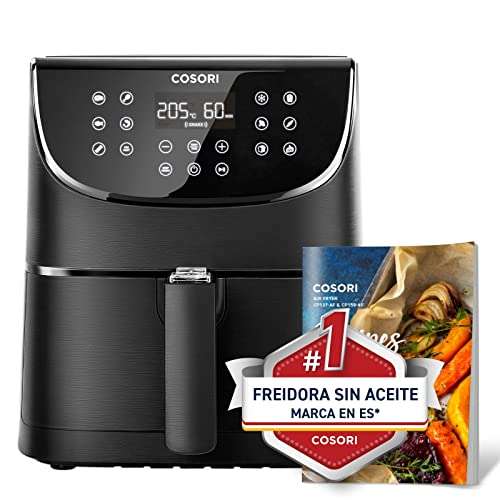 COSORI Freidora sin Aceite 5.5 L, Freidora Aire Caliente con 11 Programas,  100 Recetas en Español, con Función Mantener Caliente, Pantalla LED Táctil,  Temporizador, 1700 W, Roja