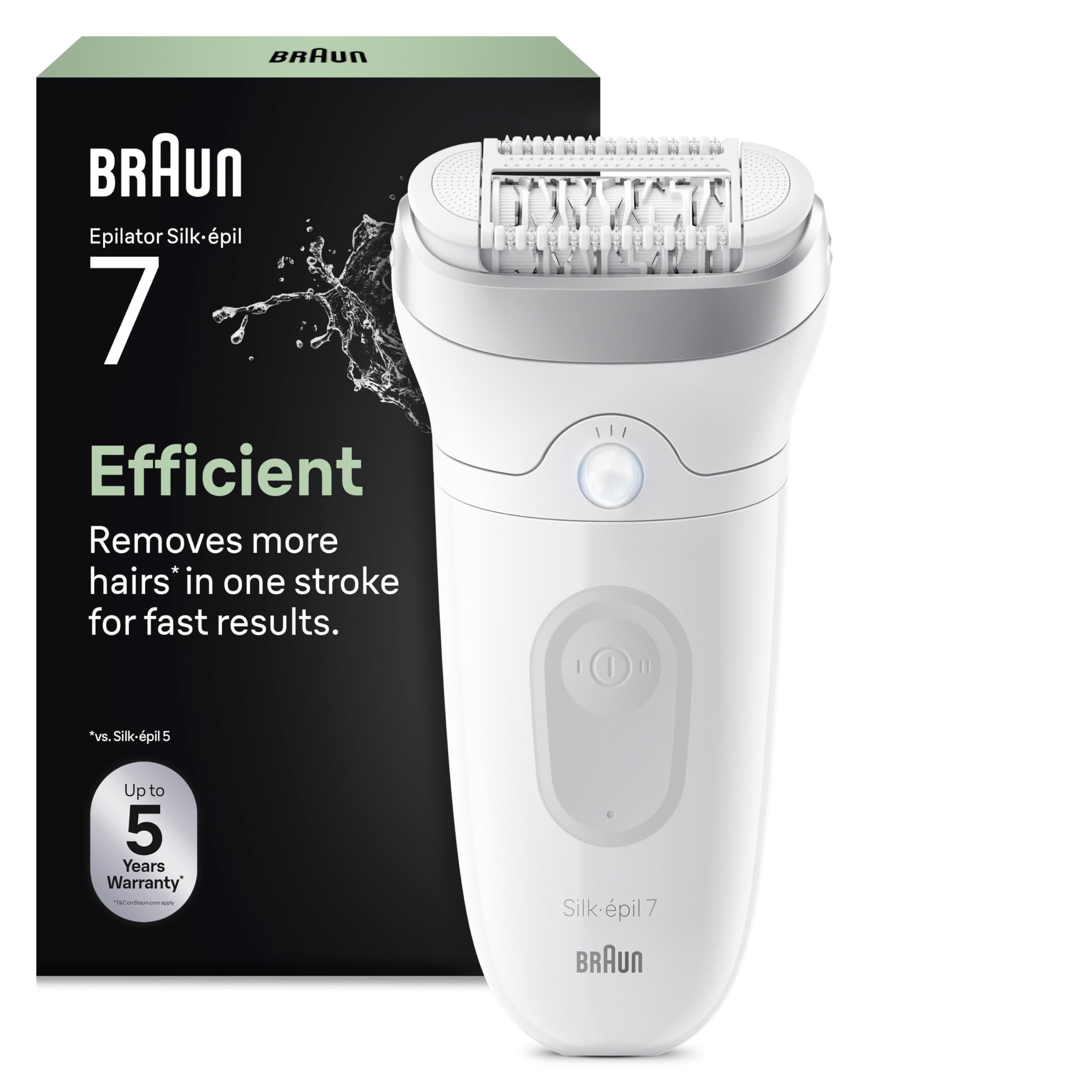 Braun Depiladora Eléctrica Mujer Silk·épil 7 Depiladora Corporal con Cabezal Ancho Uso en Seco Y Mojado