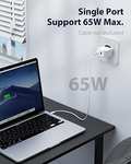 Cargador USB-C + USB-A 65W, 2 Puertos, PD 3.0, QC 4.0 GAN III, Carga rapida PPS para MacBook Pro-Air, iPad, Lenovo, Surface
